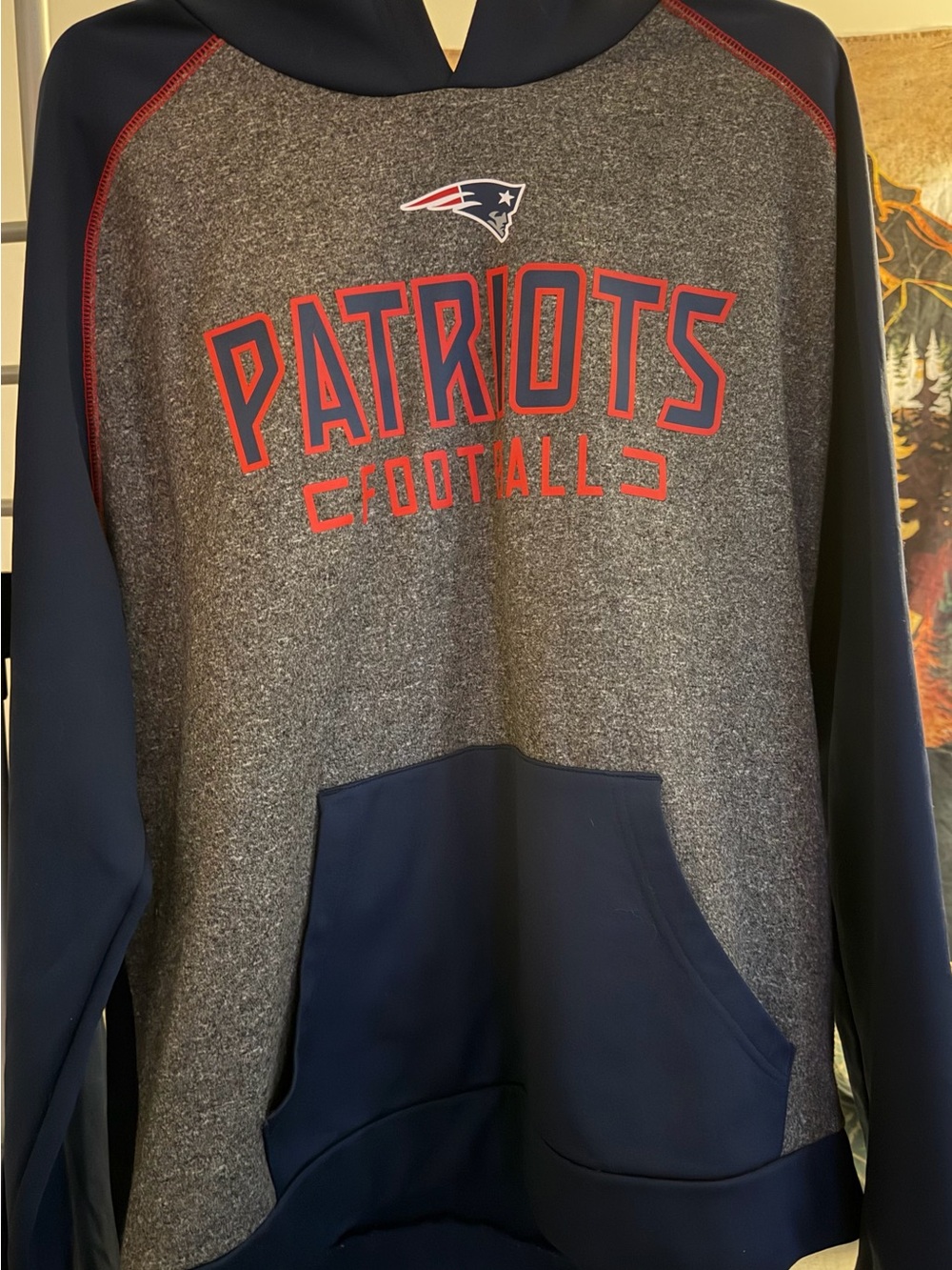 Fanatics Navy and Gray Pullover Hoodie with White Logo